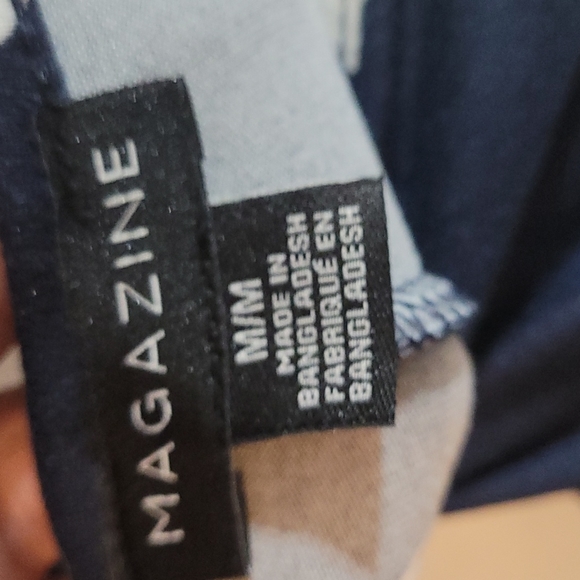 NWT Magazine Navy Blue White Polka Dot Print High Low Dress M - Picture 5 of 6